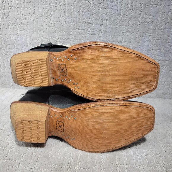 Twisted X Women's Size 5.5B White Black Leather Fold Over Ankle Boots WSOC 001 - Picture 7 of 12